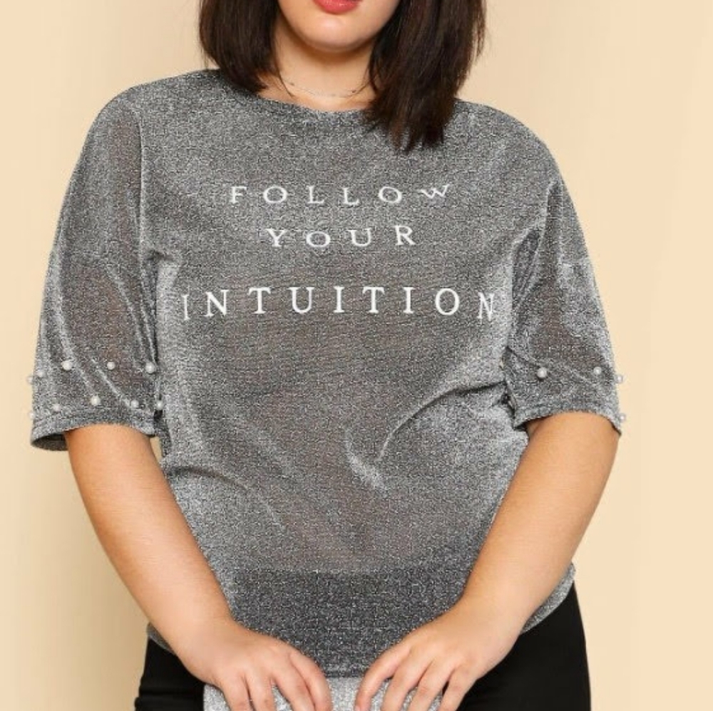Shein Graphic Pearl Glitter T-Shirt